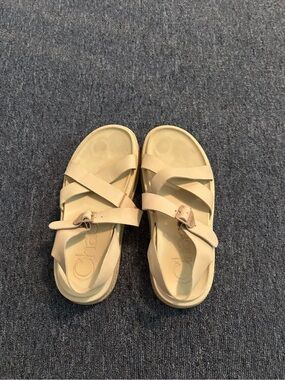 Chaco Women's Light Beige Strappy Slide Sandals
